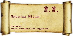 Matajsz Milla névjegykártya